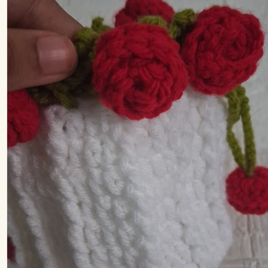 Handmade Crochet Rose Drawstring mini potli bag — photo 5
