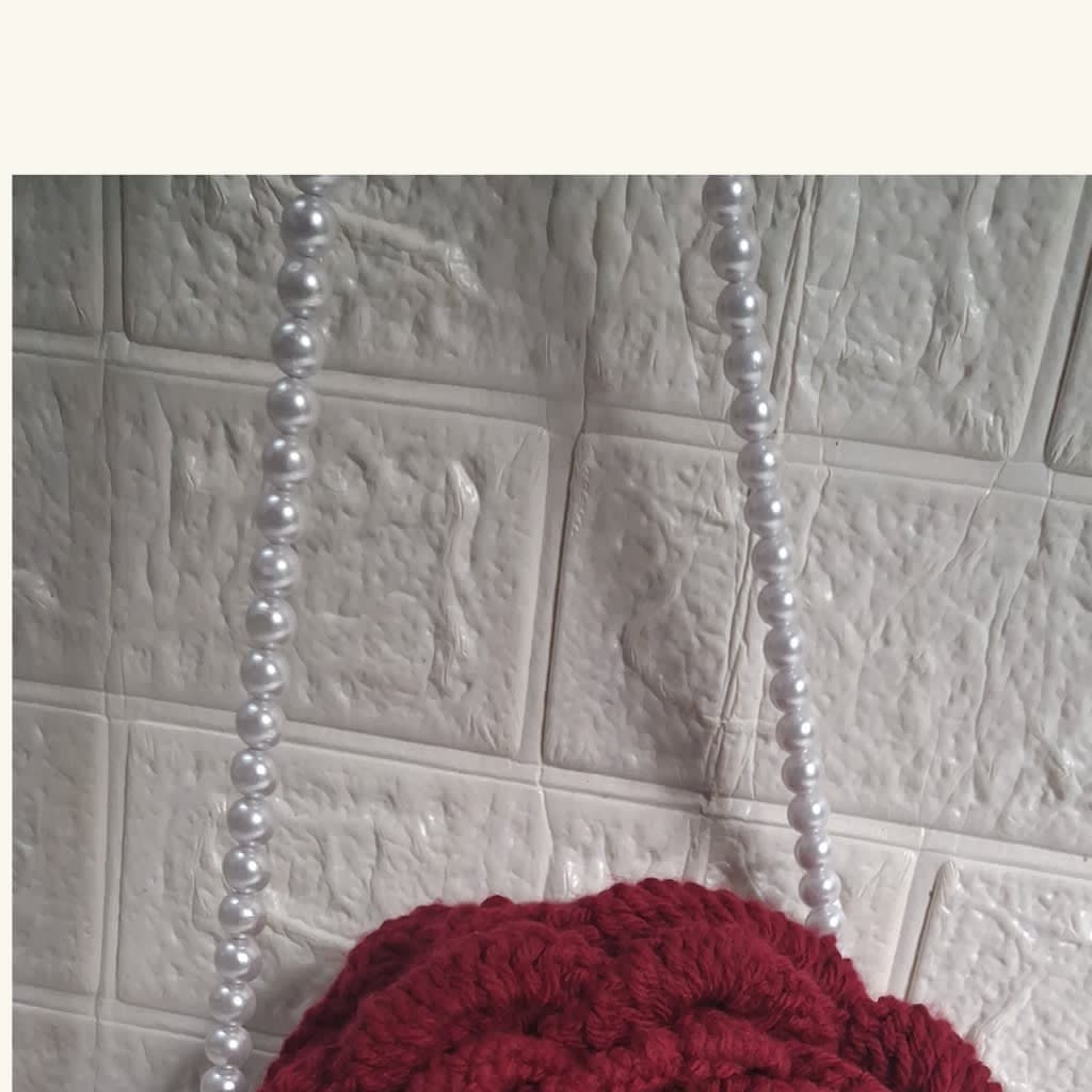 Handmade 3d rose bag with pearl handel front side rose only — photo 3